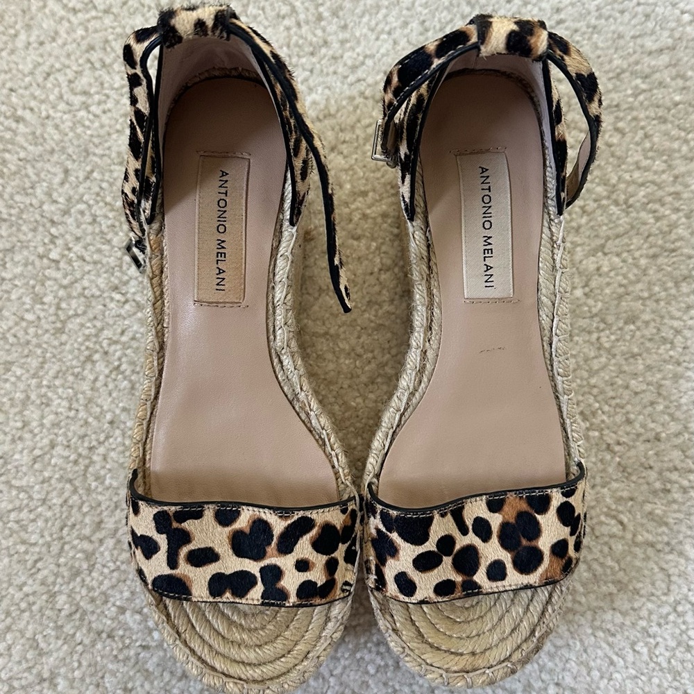 ANTONIO MELANI Animal Print Espadrille Wedges